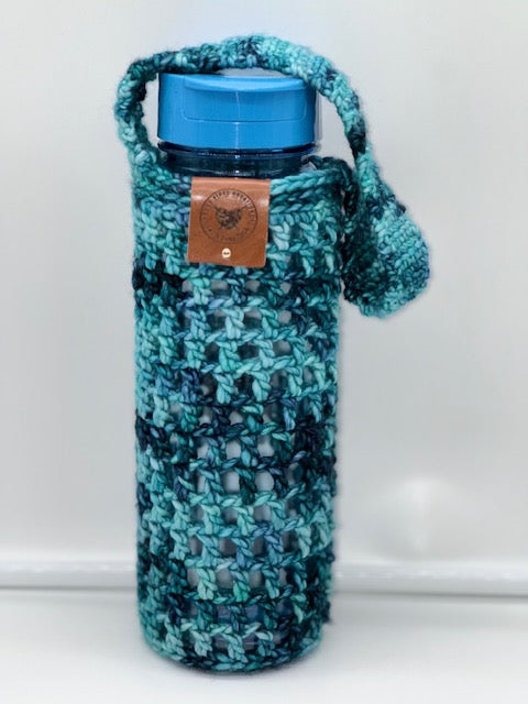 DEEP SEA BLUE Crochet Bottle Holder